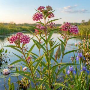 Swamp Milkweed seeds – Asclepias incarnata with rose-pink flower clusters